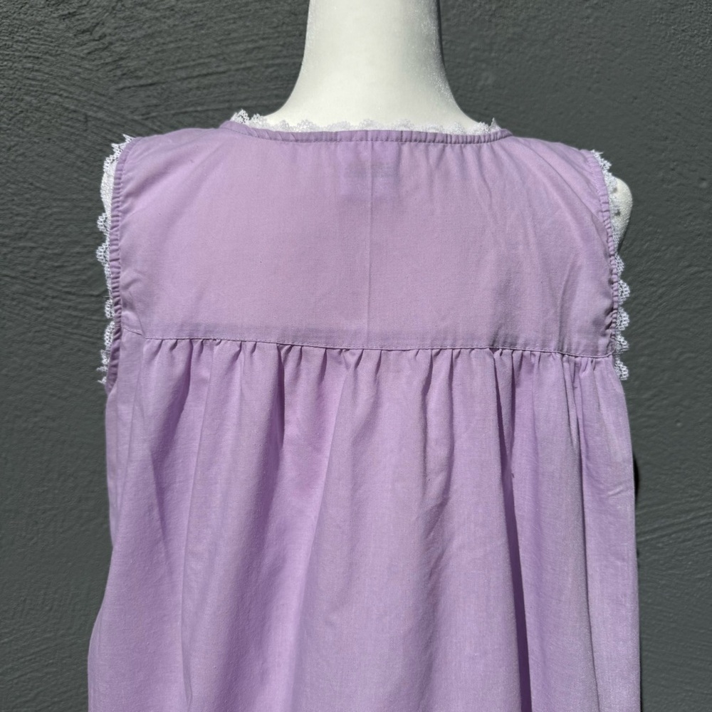 Vintage Cottagecore Nightgown XXL Lavender Embroidered Cotton Blend Sleep Dress - Picture 16 of 16